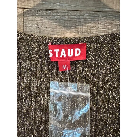 STAUD RAQUEL DRESS METALLIC GOLD LONG SLEEVE SIZE M - Picture 10 of 10